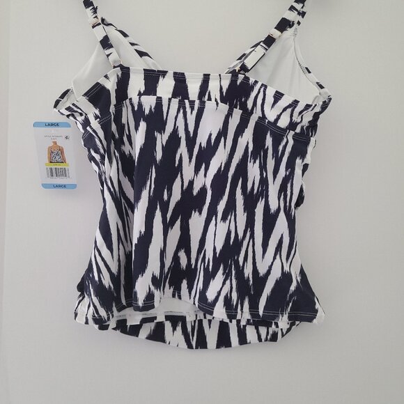 ANNECOLE LIMITED EDITION UPF50 TWIST FRONT UNDERWIRE TANKINI SWIM TOP NAVY-LARGE - Picture 3 of 10